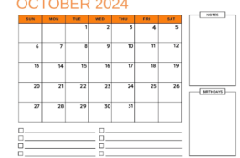 October 2024 Calendar