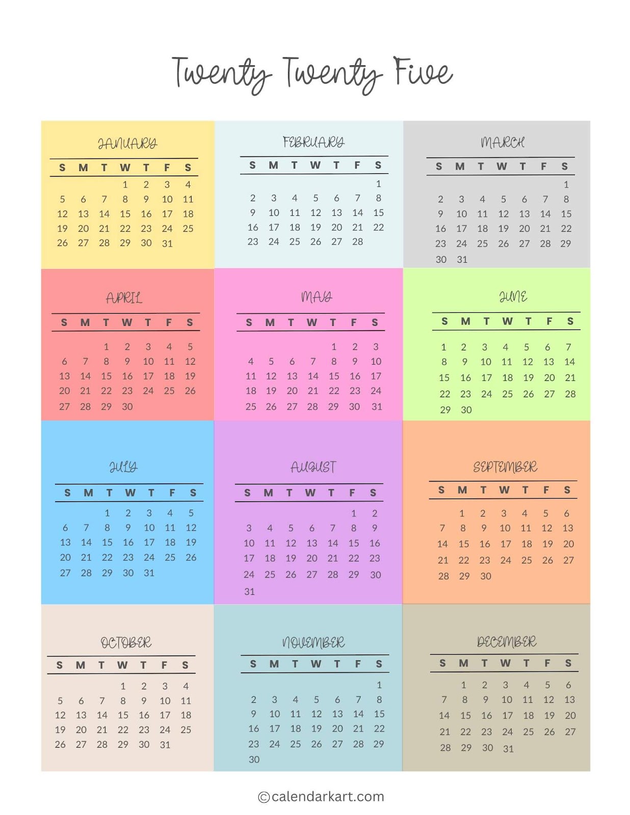 Printable 2025 Calendar 