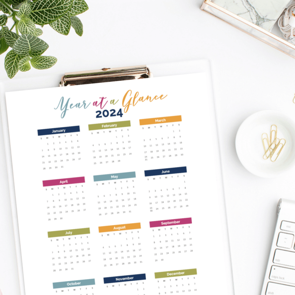 year at a glance calendar 2024